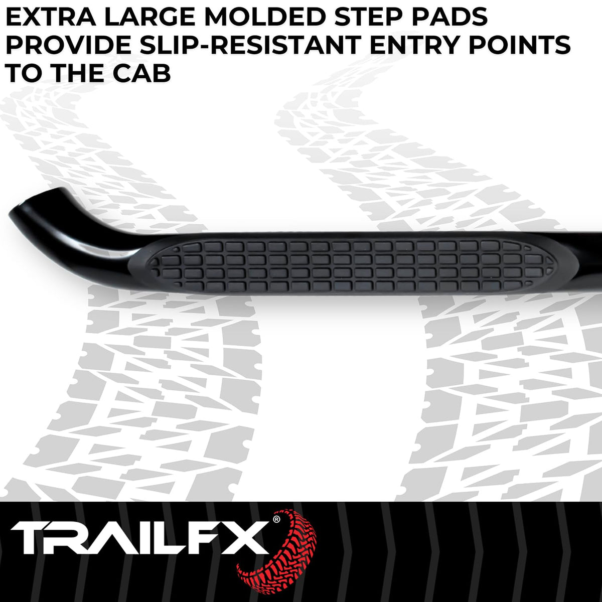 Trailfx TrailFX Nerf Bar Side Steps Fits Ram 1500 Crew Cab 2011-2018 Black Powder Coated 3-Inch Round Bent - Outdoor Depot