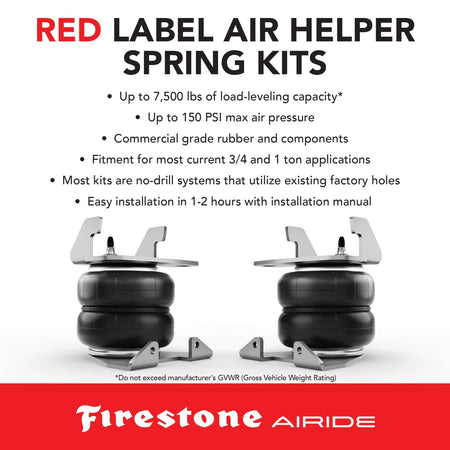 Airide Firestone Airide 2716 RED Label Extreme Duty Rear Air Spring Kit fits 2017-2025 Ford F250 F350 F450 - Outdoor Depot