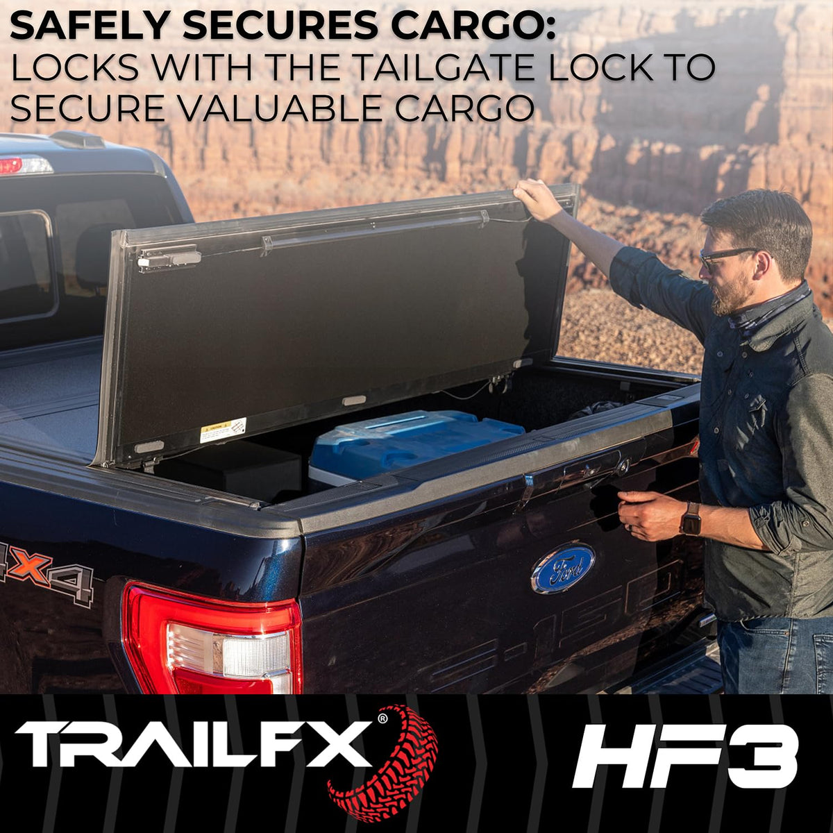Trailfx TrailFX Hard Tri-Fold Truck Bed Tonneau Cover Fits 2019-2025 Ram 1500 5.7 Foot Bed No RamBox Gloss - Outdoor Depot