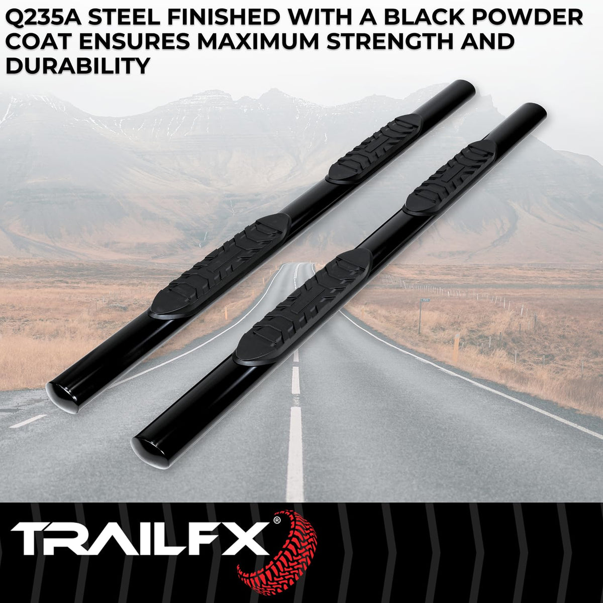 Trailfx TrailFX Nerf Bars for Chevrolet Silverado 1500 Crew Cab 2020-2021 Black Powder Coated Steel 4 Inch - Outdoor Depot