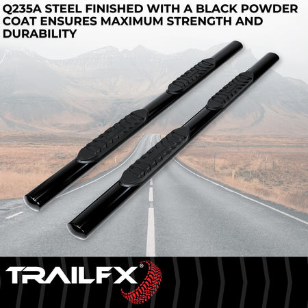 Trailfx TrailFX Nerf Bars for Ford F-150 SuperCrew 2015-2025 Black Steel 4 Inch Oval Straight Side Steps - Outdoor Depot