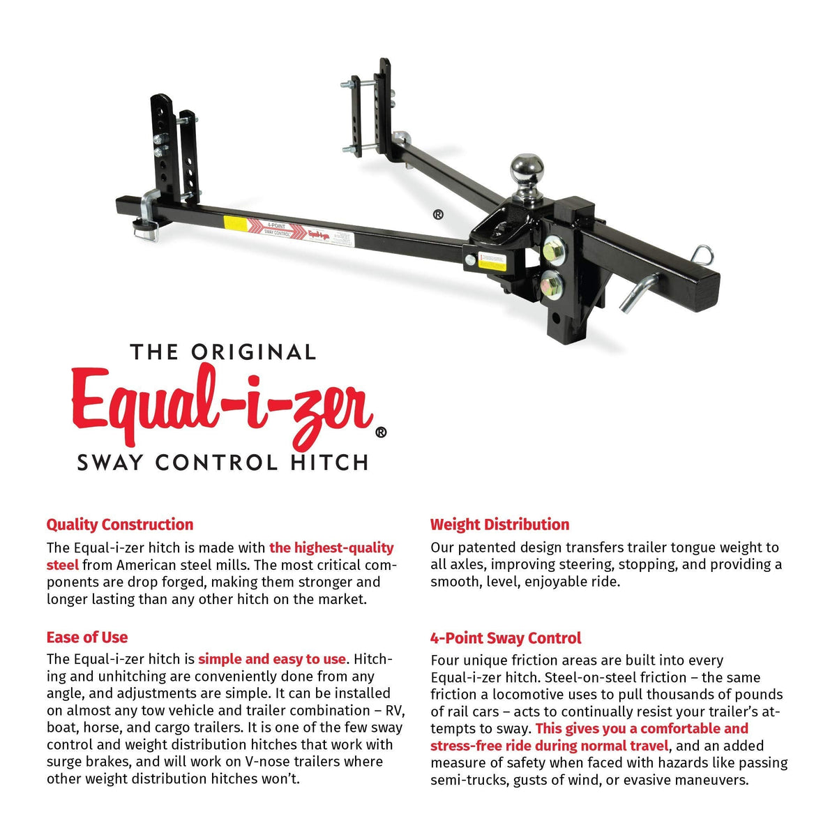 Equal-i-zer Equal-i-zer 4-point Sway Control Hitch, 90-00-1200, 12,000 Lbs Trailer Weight Rating, 1,200 Lbs - Outdoor Depot
