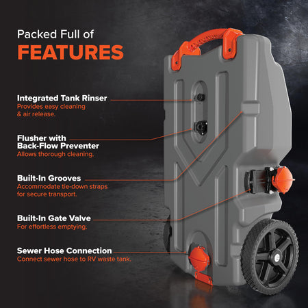 Camco Camco Rhino 36-Gallon RV Tote Tank - Features Large Heavy-Duty No-Flat Wheels & Built-in Gate Valve - - Outdoor Depot