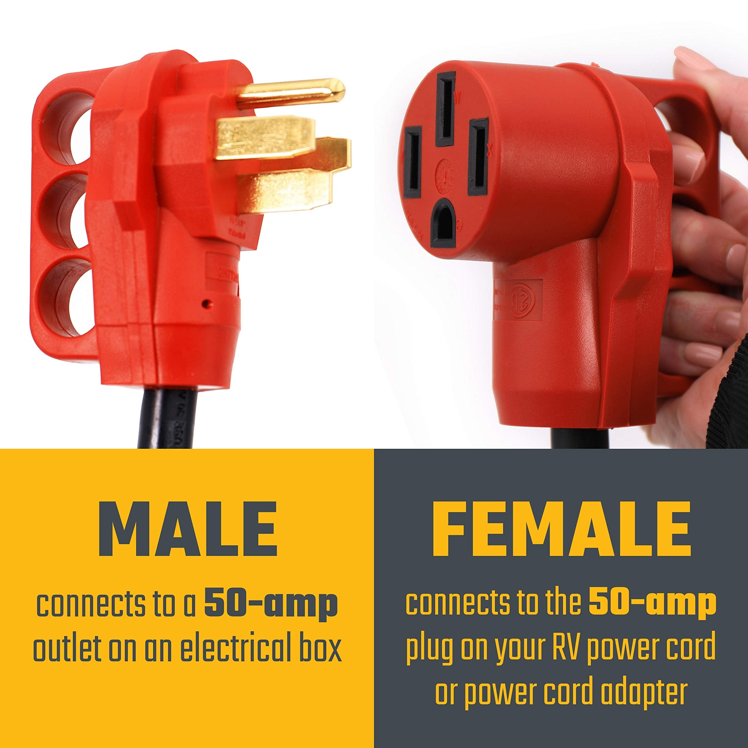 VALTERRA LLC A10-5050EH Valterra  Mighty Cord RV 50-Amp Extension Cord, 50 ft., Red - view 10