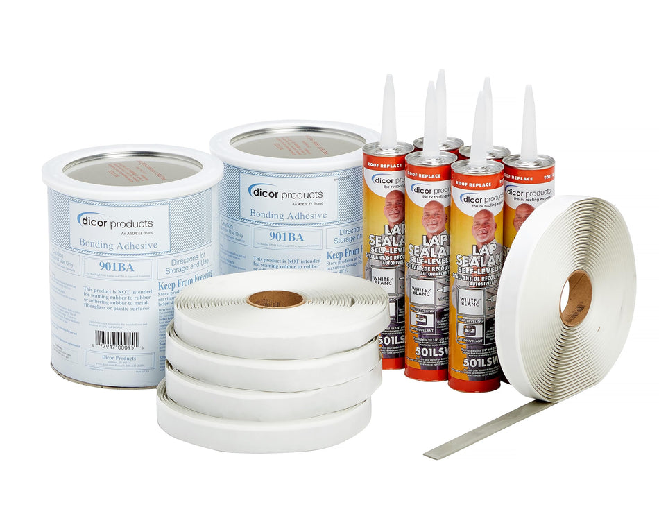 Dicor Dicor 401-CK Rubber Roof Kit - Includes Bonding Adhesive, RV, Trailer, Motorhome Repair Tape Butyl - Outdoor Depot