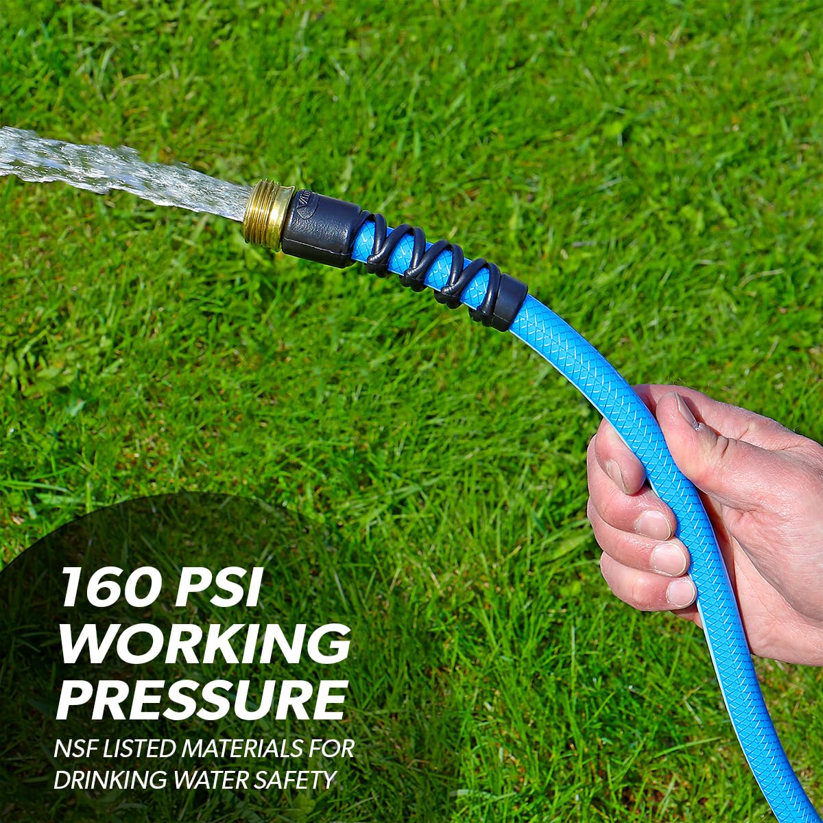 Valterra Valterra W01-8120 AquaFresh High Pressure Drinking Water Hose with Hose Savers - 1/2" x 10', Blue - Outdoor Depot
