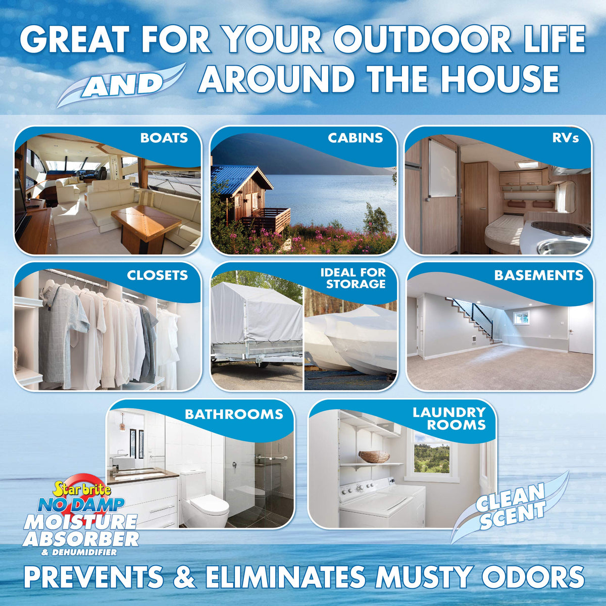 STAR BRITE STAR BRITE No Damp Moisture Absorber & Dehumidifier - Simple, Portable, Humidity Control for - Outdoor Depot