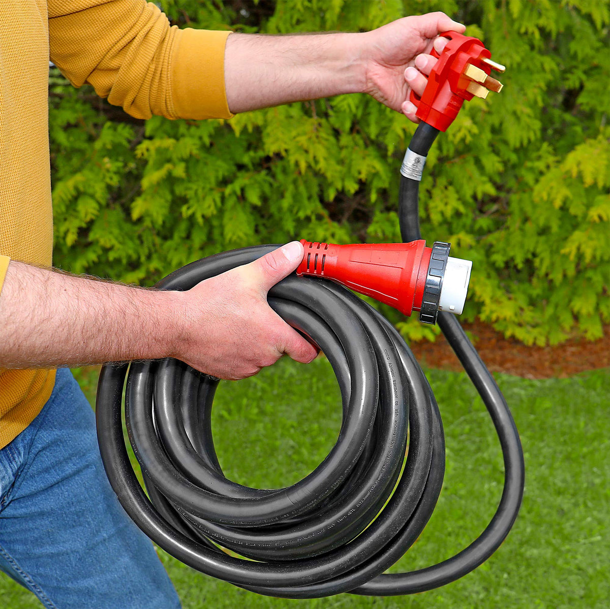 VALTERRA LLC A10-5025ED Valterra  Mighty Cord RV 50-Amp Detachable Power Cord, 25 ft., Red - detail view