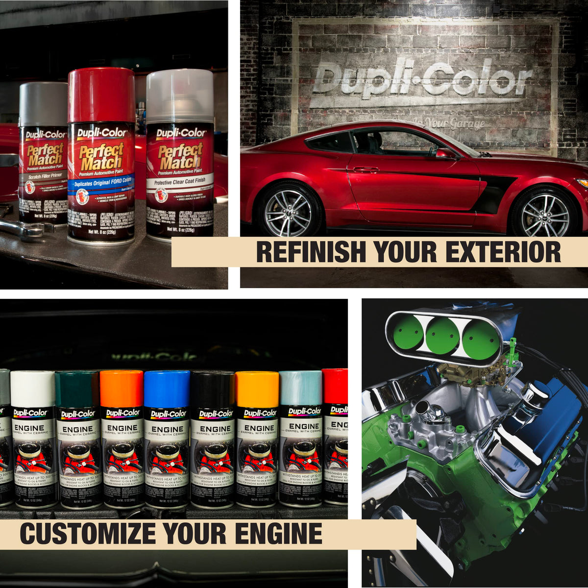 Dupli-Color Dupli-Color DE1634 Engine Enamel Spray Paint with Ceramic - GM/Chrysler Low Gloss Black - 12 oz - Outdoor Depot